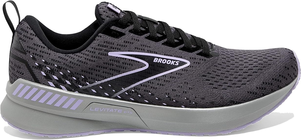 Women's Brooks Levitate GTS 5, Ebony/Black/Lilac, 8 B Medium