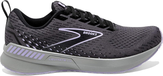 Women's Brooks Levitate GTS 5, Ebony/Black/Lilac, 8 B Medium